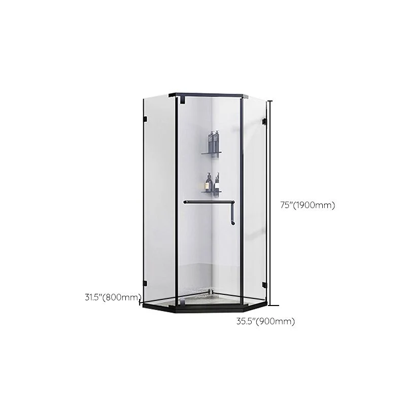 Mampara de ducha de vidrio pulido en ángulo neo, cabina de ducha con marco negro mate Clearhalo