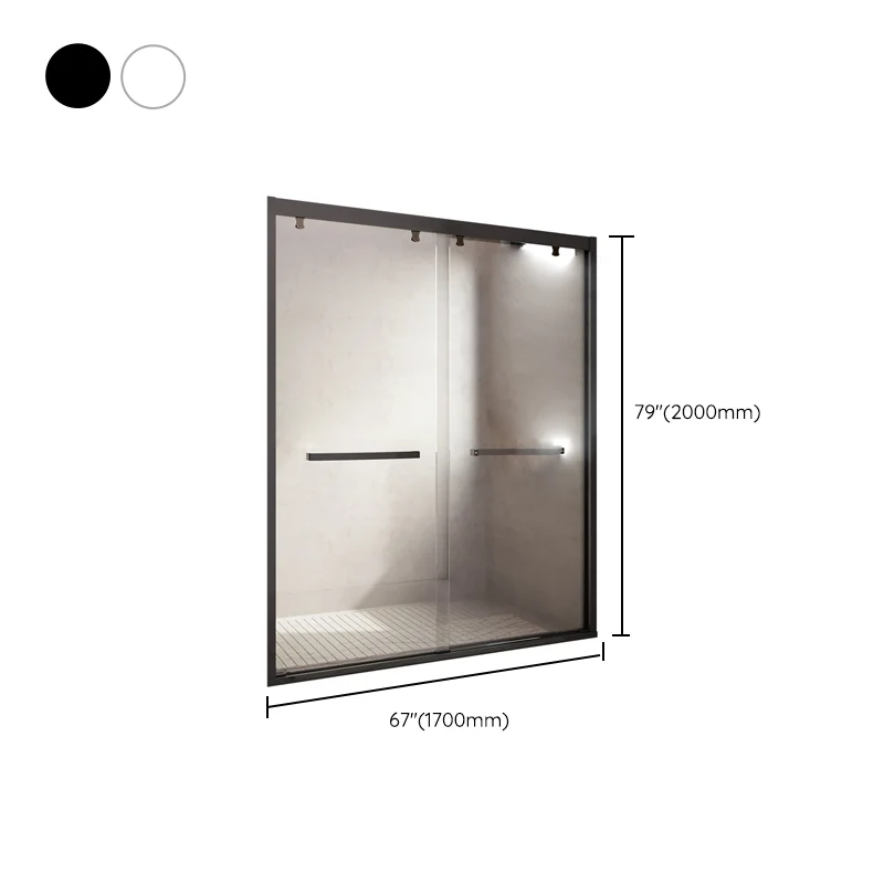Mampara de ducha de vidrio templado con puerta de ducha corrediza doble semi sin marco Plata Clearhalo