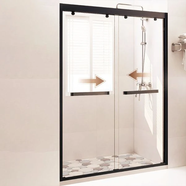 Mampara de ducha de vidrio templado con puerta de ducha corrediza doble semi sin marco Plata Clearhalo