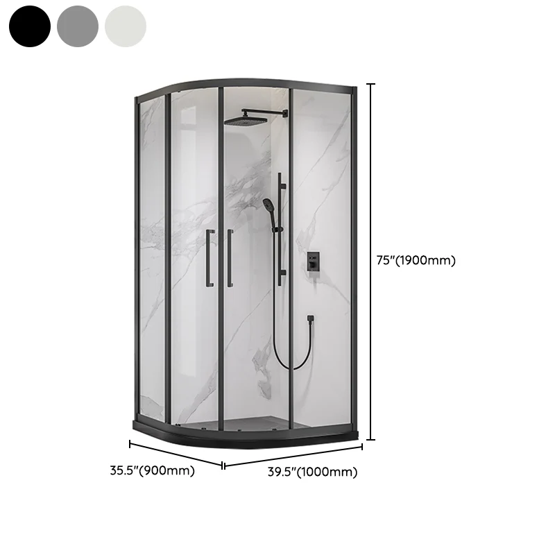 Mampara de ducha de vidrio templado con puerta corrediza doble de fotograma completo Plata Clearhalo