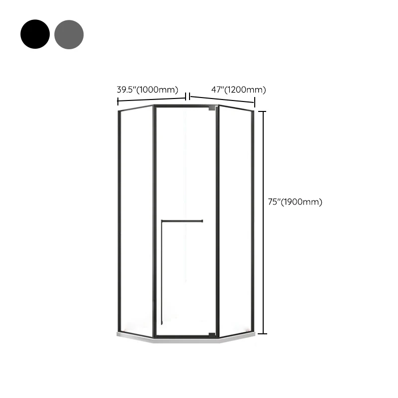 Mampara de ducha de vidrio templado de neoángulo con manijas de puerta doble Clearhalo
