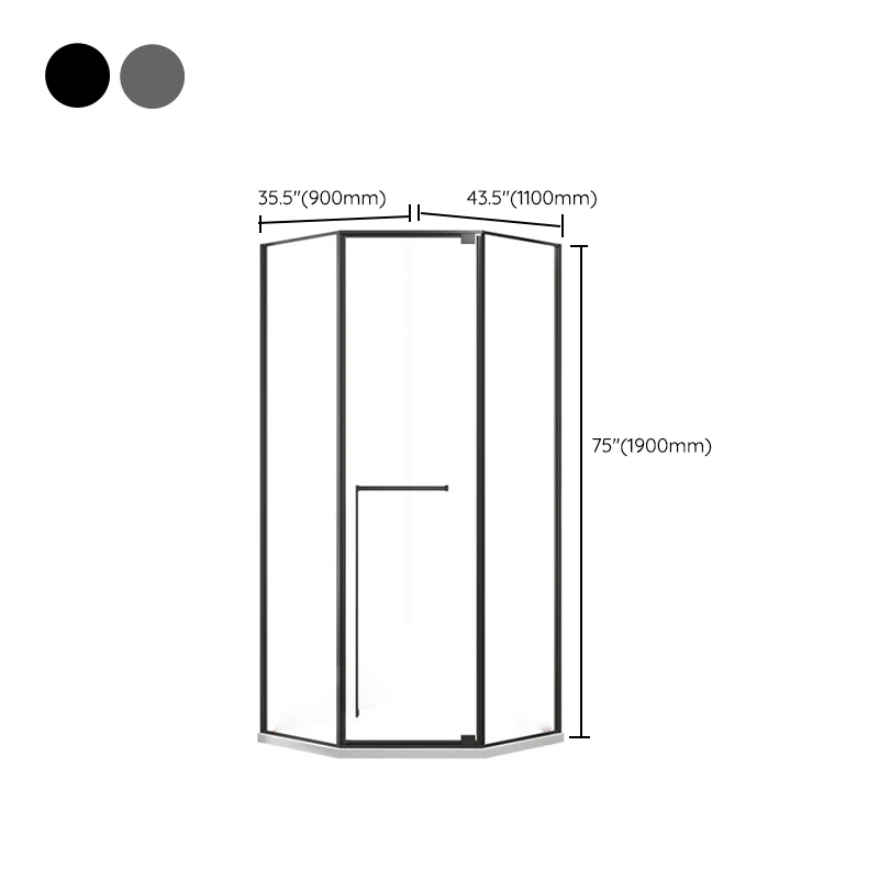 Mampara de ducha de vidrio templado de neoángulo con manijas de puerta doble Clearhalo