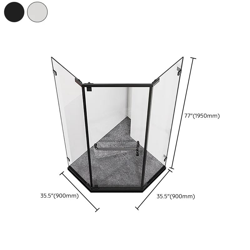 Mampara de ducha de vidrio templado de neoángulo Kit de ducha con marco negro Clearhalo