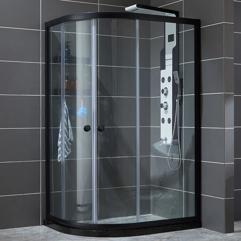Mampara de ducha de vidrio templado plegable con marco de acero inoxidable de estilo moderno Plata Clearhalo