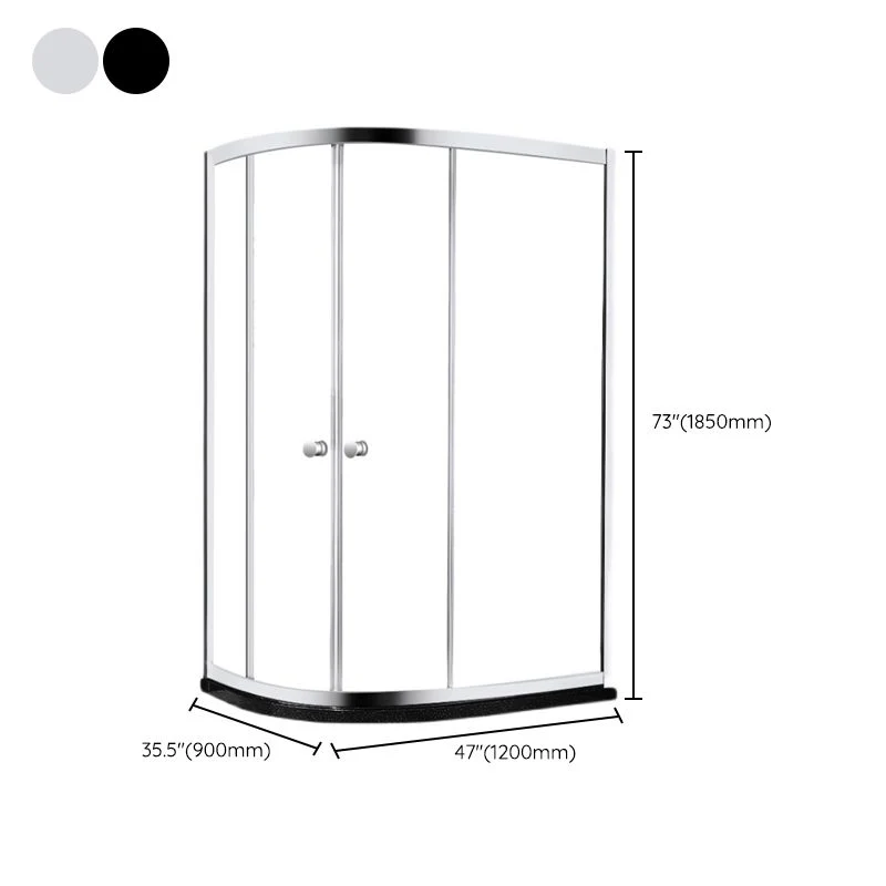 Mampara de ducha de vidrio templado plegable con marco de acero inoxidable de estilo moderno Plata Clearhalo