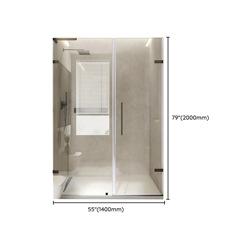 Mampara de ducha de vidrio transparente con puerta de baño con bisagras sin marco Clearhalo
