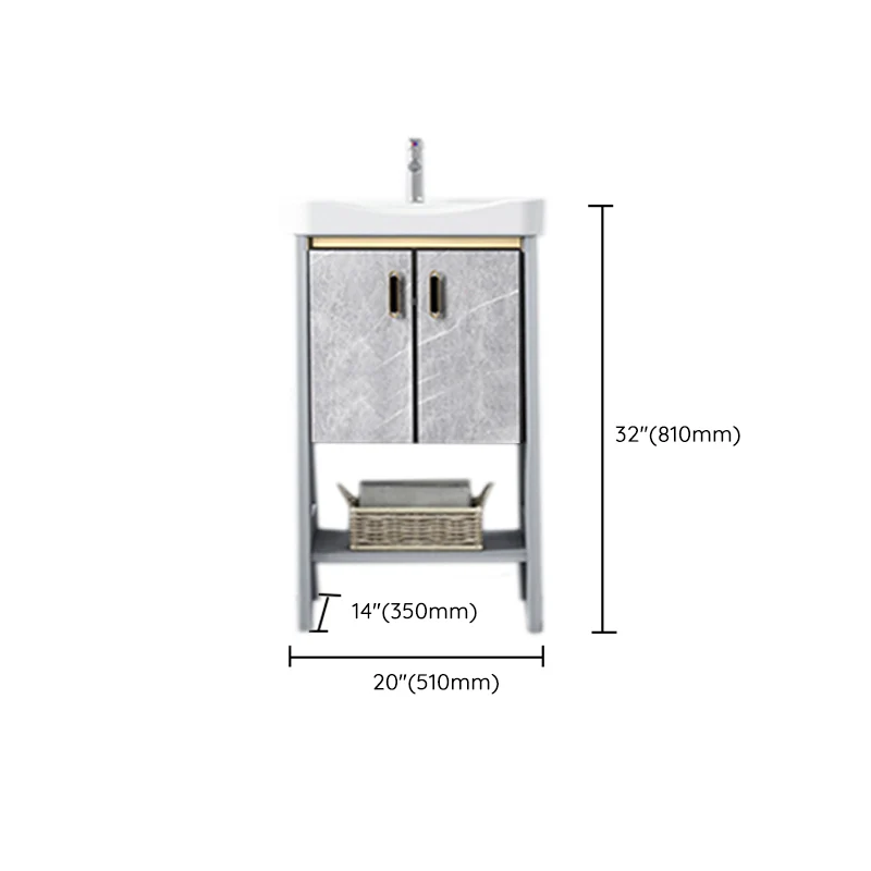 Moderno grifo de aluminio incluido, lavabo de baño, tocador con puerta de cierre suave Clearhalo