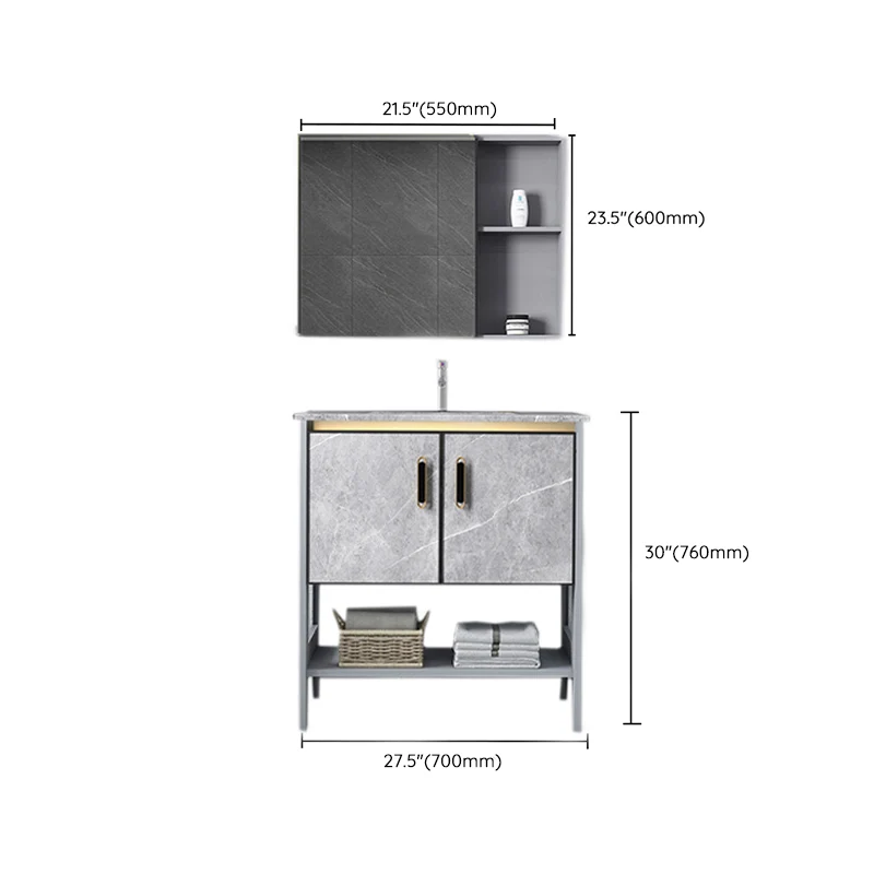 Moderno grifo de aluminio incluido, lavabo de baño, tocador con puerta de cierre suave Clearhalo