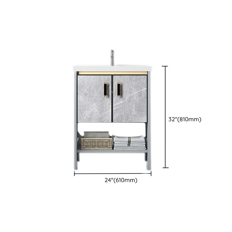 Moderno grifo de aluminio incluido, lavabo de baño, tocador con puerta de cierre suave Clearhalo