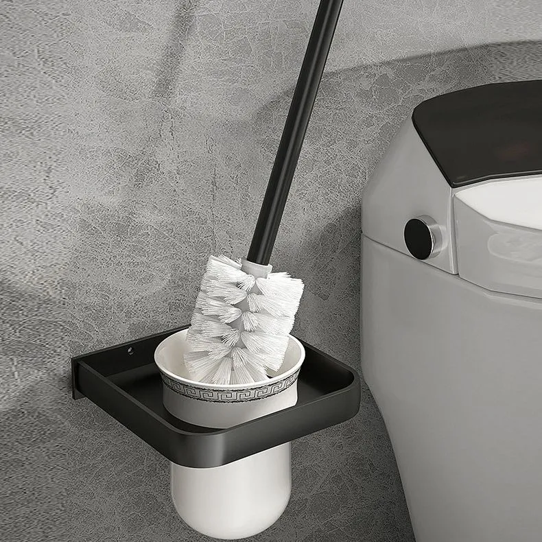 Moderno juego de accesorios de baño negro mate con estante para baño/ganchos para bata/barra para toallas Clearhalo