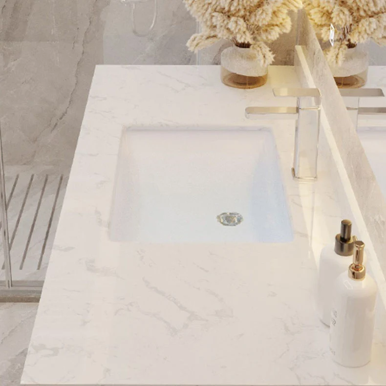 Moderno juego de tocador de baño rectangular para montaje en pared, lavabo incluido Clearhalo