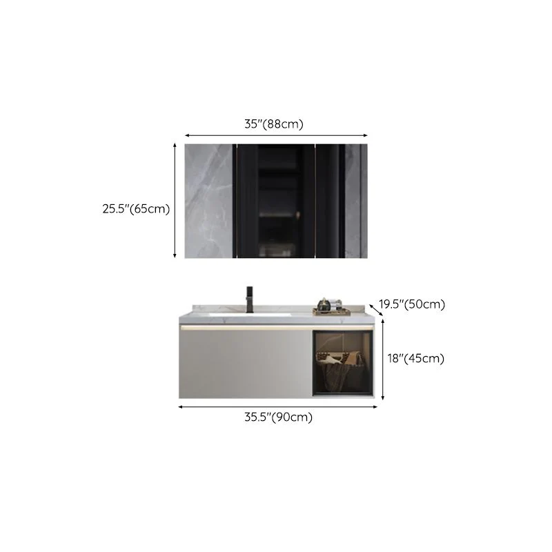 Moderno lavabo de pared con tapa de piedra y puertas para baño Clearhalo