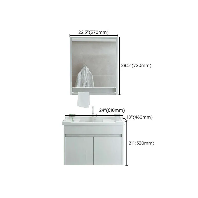 Moderno tocador de lavabo de montaje en pared con espejo lavabo individual para baño Clearhalo