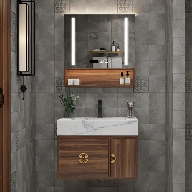 Mueble moderno para fregadero de estilo rural, mármol de Carrara con puerta de cierre suave, juego de tocador para baño Cl...