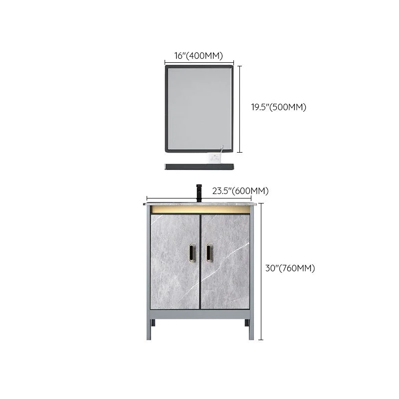 Mueble para lavabo contemporáneo, mueble con espejo independiente, juego de tocador para baño en gris Clearhalo