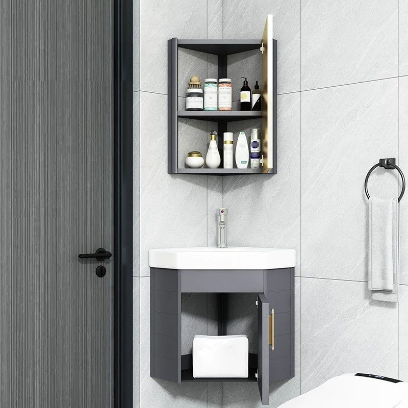 Mueble de tocador de baño de esquina montado en la pared Fregadero de tocador abstracto triangular Clearhalo