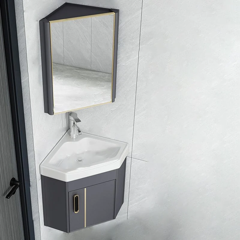 Mueble de tocador de baño de esquina montado en la pared Fregadero de tocador abstracto triangular Clearhalo