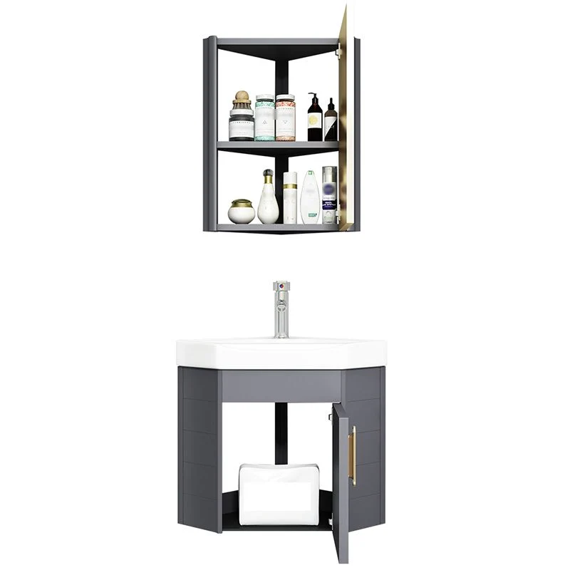 Mueble de tocador de baño de esquina montado en la pared Fregadero de tocador abstracto triangular Clearhalo