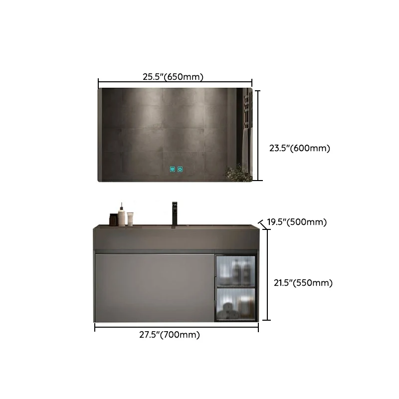 Mueble de tocador de baño moderno con un cajón y estantes montados en la pared Clearhalo