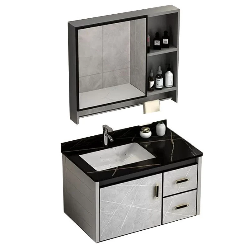 Mueble de tocador de baño moderno montado en la pared con puerta de cierre suave Clearhalo