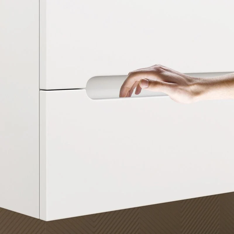 Mueble de tocador de baño de montaje en pared blanco con lavabo de madera moderno con espejo Clearhalo
