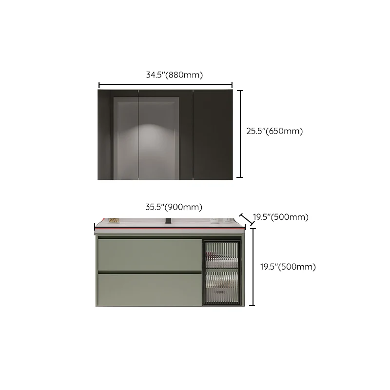 Mueble de tocador de baño de pared con lavabo de tocador contemporáneo con cajones Clearhalo