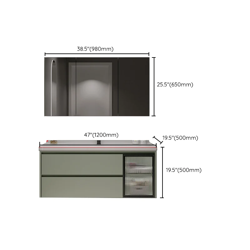 Mueble de tocador de baño de pared con lavabo de tocador contemporáneo con cajones Clearhalo