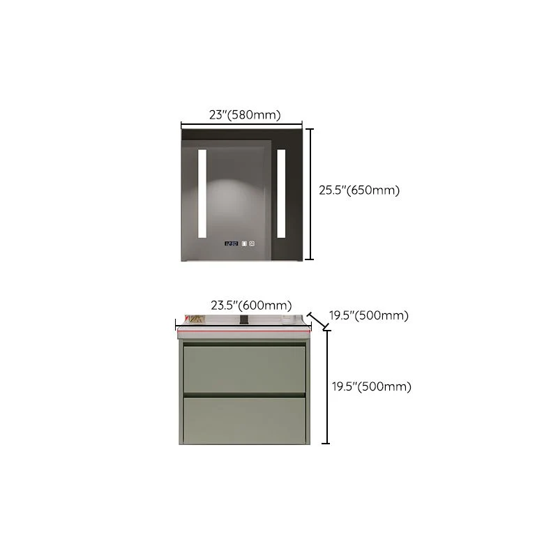 Mueble de tocador de baño de pared con lavabo de tocador contemporáneo con cajones Clearhalo
