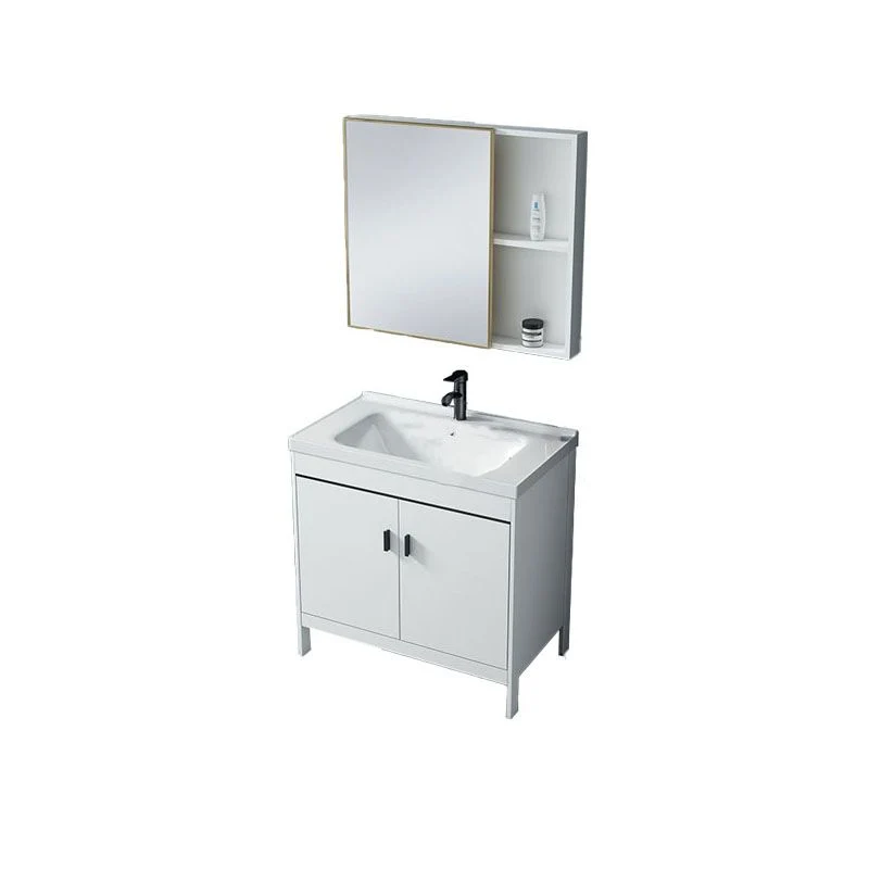 Mueble de tocador blanco estándar independiente con lavabo moderno Clearhalo
