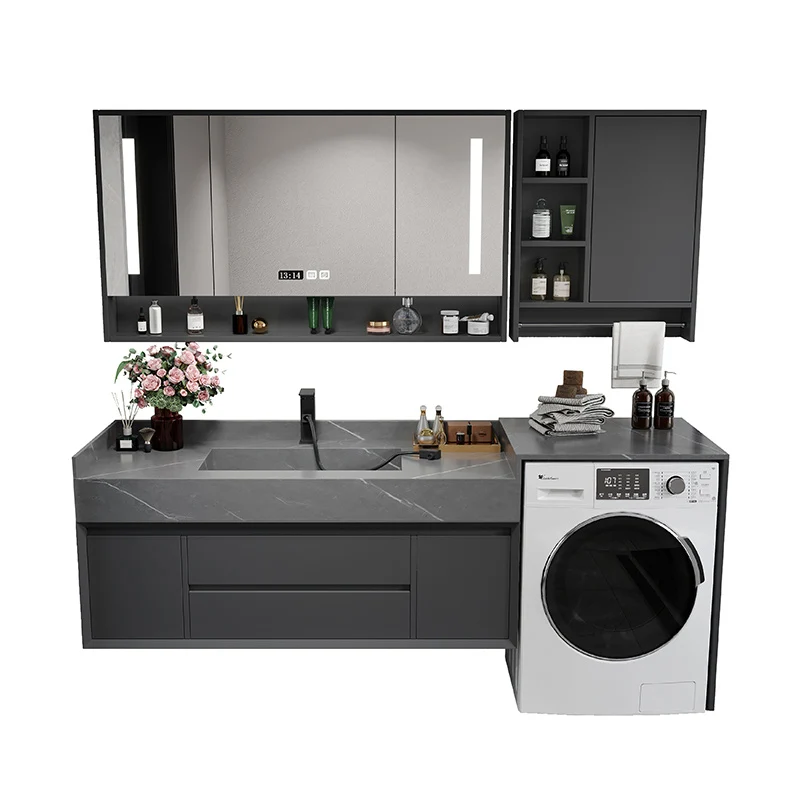 Mueble de tocador moderno para lavabo, montaje en pared, con espejo (no incluye lavadora) Clearhalo