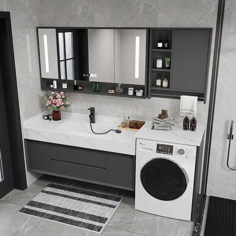 Mueble de tocador moderno para lavabo, montaje en pared, con espejo (no incluye lavadora) Clearhalo