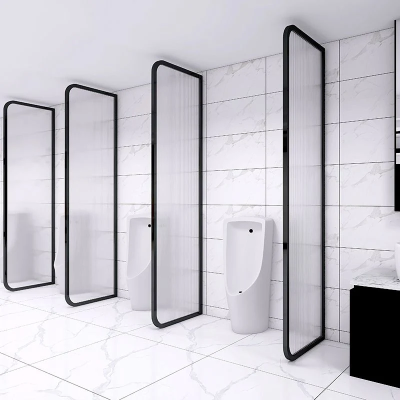 Panel fijo de baño fijo enmarcado con panel de vidrio fijo negro y dorado Negro Clearhalo