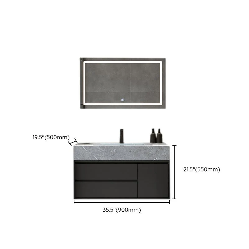Precioso juego de tocador de baño, espejo, consola abierta en tono gris con juego de lavabo Clearhalo