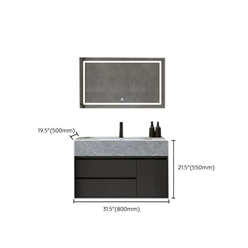 Precioso juego de tocador de baño, espejo, consola abierta en tono gris con juego de lavabo Clearhalo