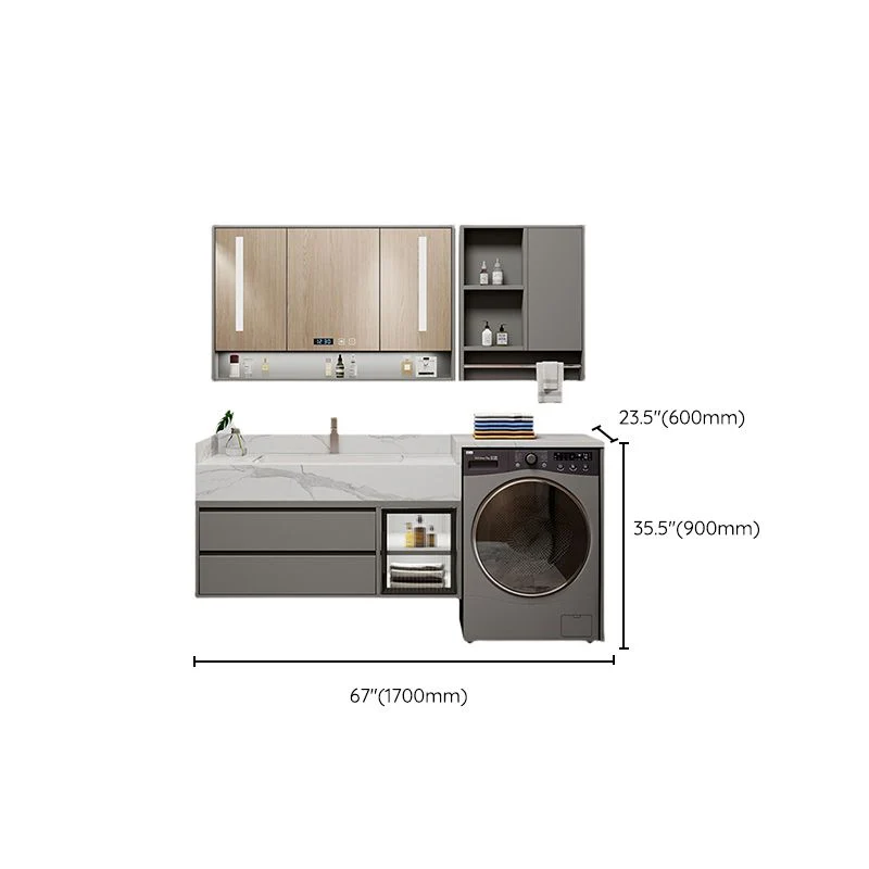 Precioso lavabo de tocador de madera con estantes de almacenamiento Clearhalo