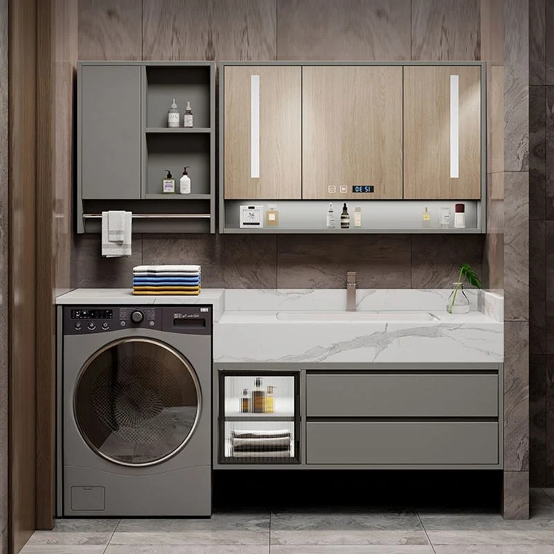 Precioso lavabo de tocador de madera con estantes de almacenamiento Clearhalo