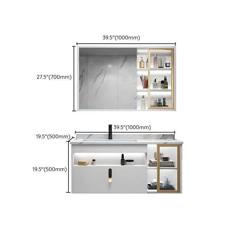 Precioso mueble de tocador de baño montado en la pared con lavabo y mueble con espejo Clearhalo