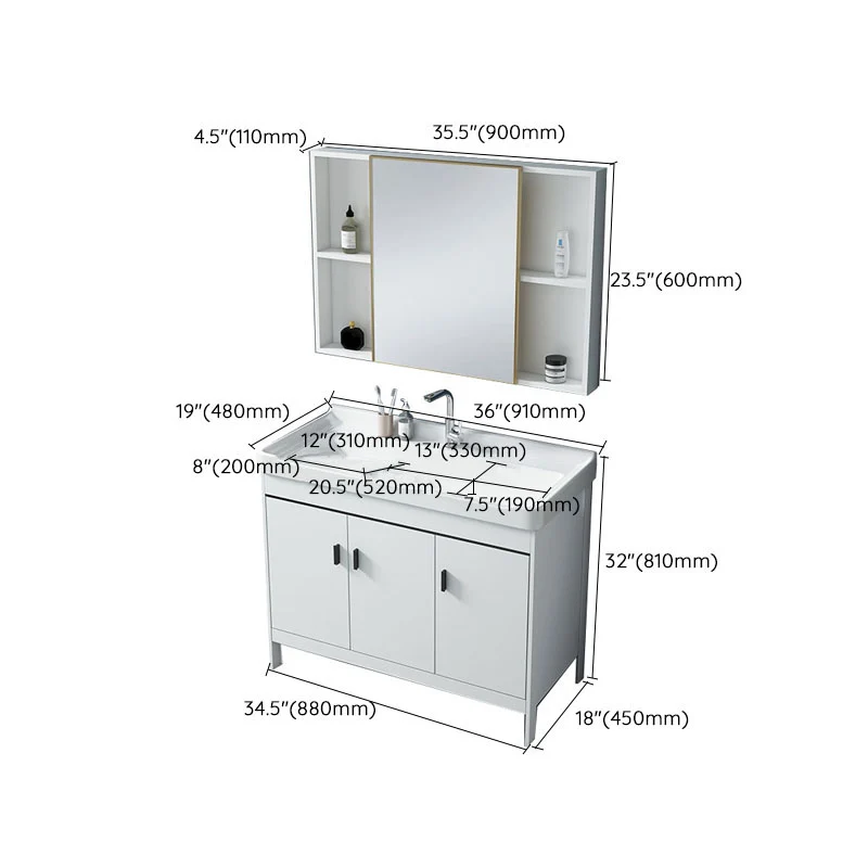 Precioso mueble de tocador de metal, consola abierta estándar independiente con juego de fregadero Clearhalo