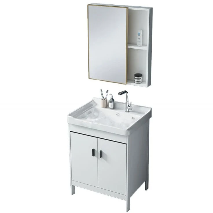 Precioso mueble de tocador de metal, consola abierta estándar independiente con juego de fregadero Clearhalo