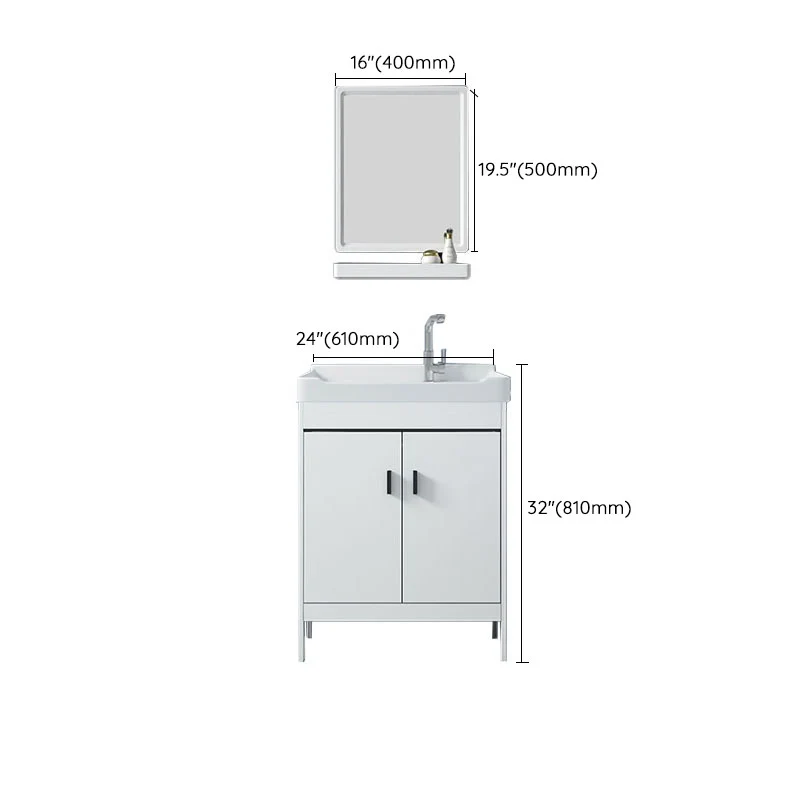 Precioso mueble de tocador de metal, consola abierta estándar independiente con juego de fregadero Clearhalo