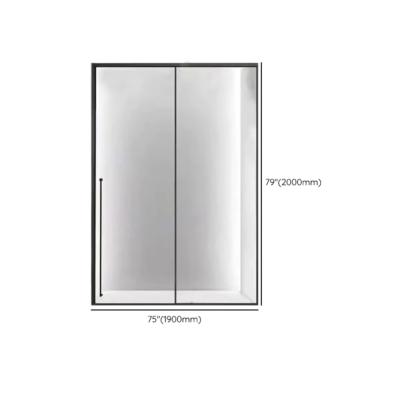 Puerta de baño con ducha deslizante de vidrio templado, puerta de ducha con marco de metal transparente Clearhalo