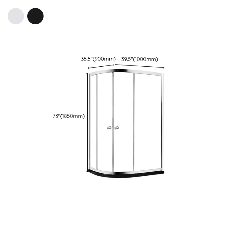 Puerta de baño de ducha con marco, puertas de ducha corredizas dobles transparentes negras Plata Clearhalo