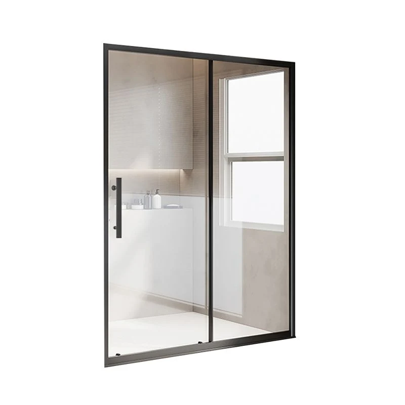 Puerta de baño de ducha corredera de una forma, puerta de ducha de vidrio templado transparente Plata Clearhalo