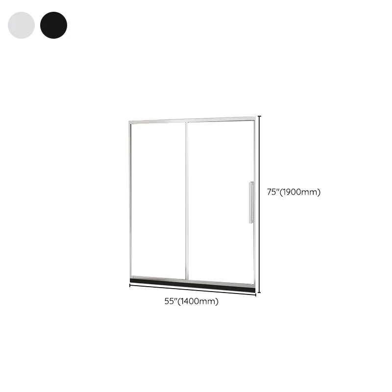 Puerta de baño de ducha corredera de una forma, puerta de ducha de vidrio templado transparente Plata Clearhalo