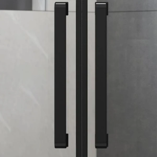 Puerta de baño de ducha corrediza doble negra Puertas de ducha transparentes enmarcadas Clearhalo