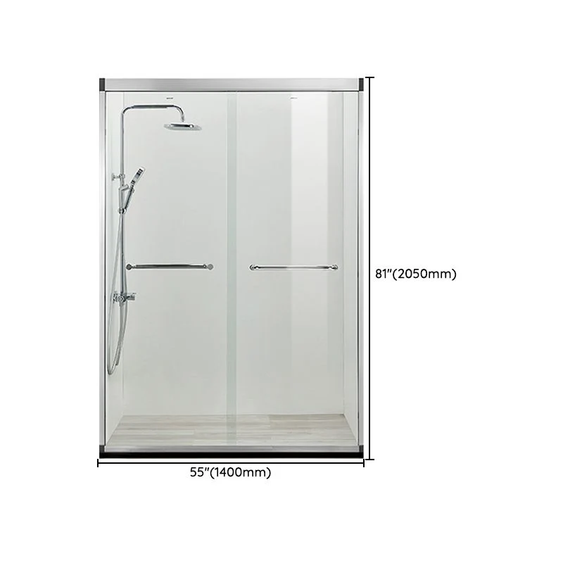 Puerta de baño de ducha corrediza doble negra Puertas de ducha templadas semi-frameless Plata Clearhalo
