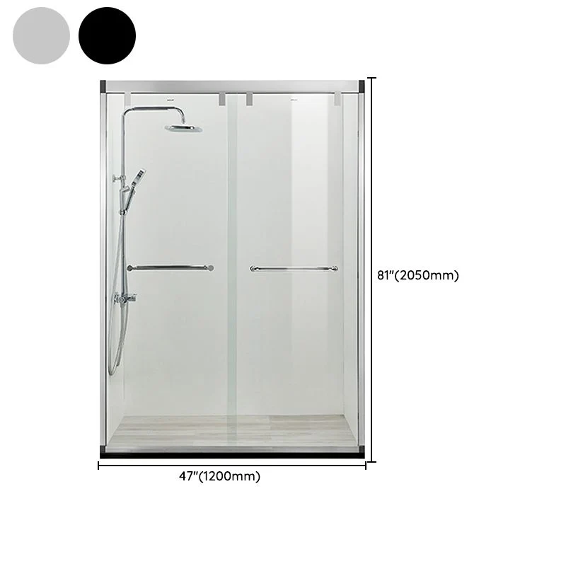 Puerta de baño de ducha corrediza doble negra Puertas de ducha templadas semi-frameless Plata Clearhalo