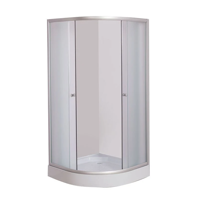 Puerta de baño de ducha corrediza doble Puerta de ducha semi sin marco en plata Clearhalo