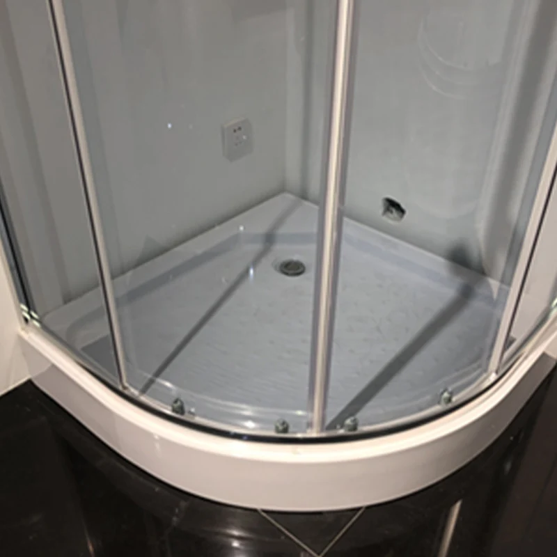 Puerta de baño de ducha corrediza doble Puerta de ducha semi sin marco en plata Clearhalo