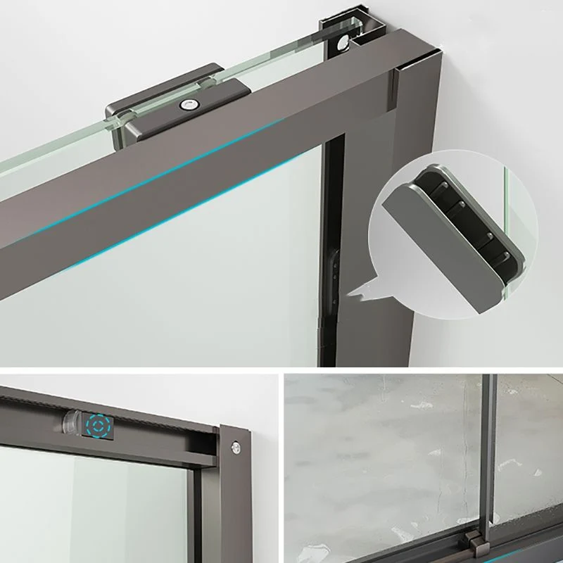 Puerta de baño de ducha corrediza simple plateada Puerta de ducha semi-frameless de metal Plata Clearhalo